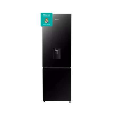 Hisense 349L Bottom Freezer Refrigerator with Dispenser – Black Glass Door 349DR