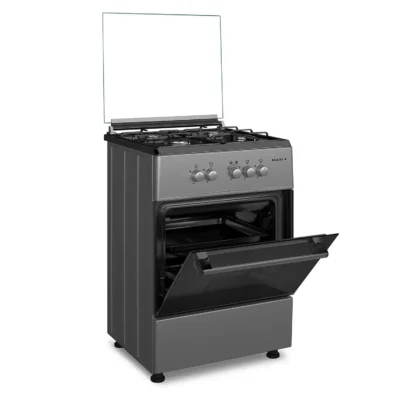 Maxi Basic Gas Cooker 60x60cm – 4 Burners, Black & Grey